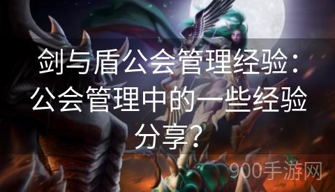 剑与盾公会管理经验：公会管理中的一些经验分享？